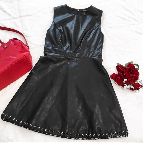 Forever 21 Faux Leather Skater Dress Grommet - Picture 6 of 8
